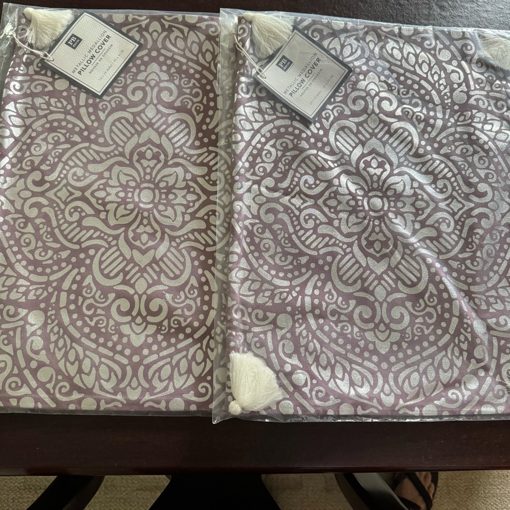 Purple and White Mandala Patterned Pillow Covers
